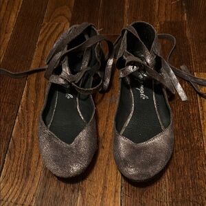 Free People Metallic Lace-Up Flats